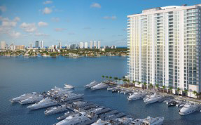 Um condomínio de luxo em Miami, com marina (uma “garagem” para lanchas e iates), deve ser inaugurado em julho deste ano